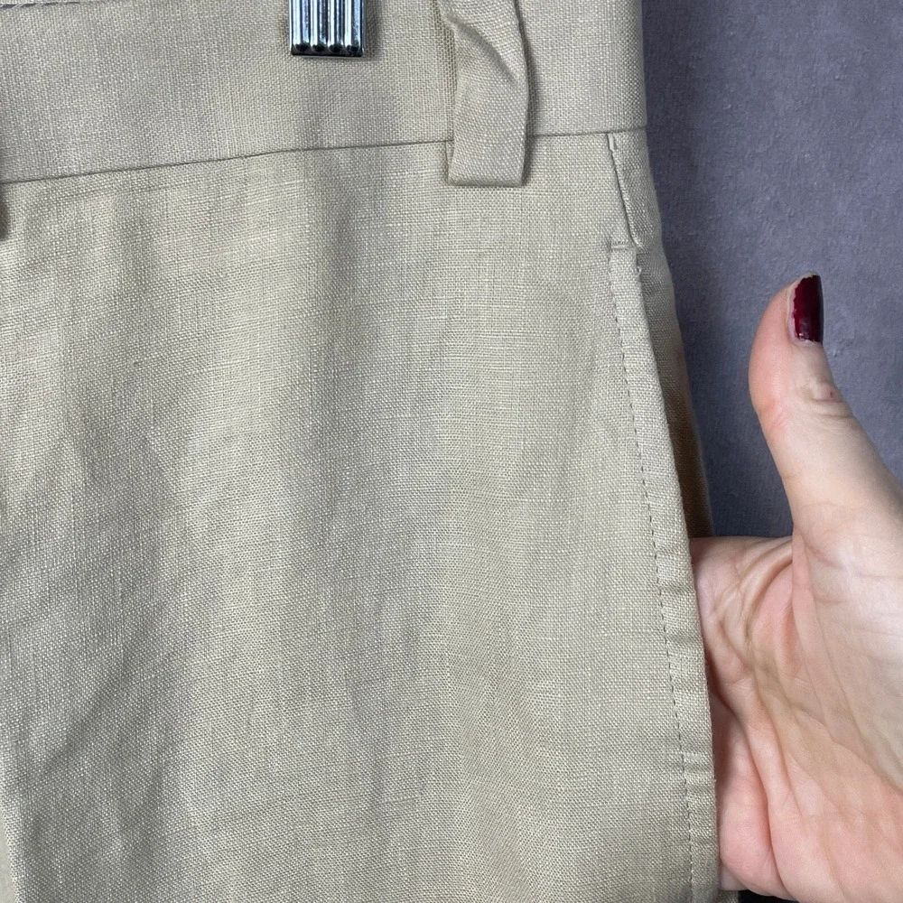Calvin Klein Pants Mens Size 36 100%‎ Linen Beige Tan Flat Front Chino Trousers